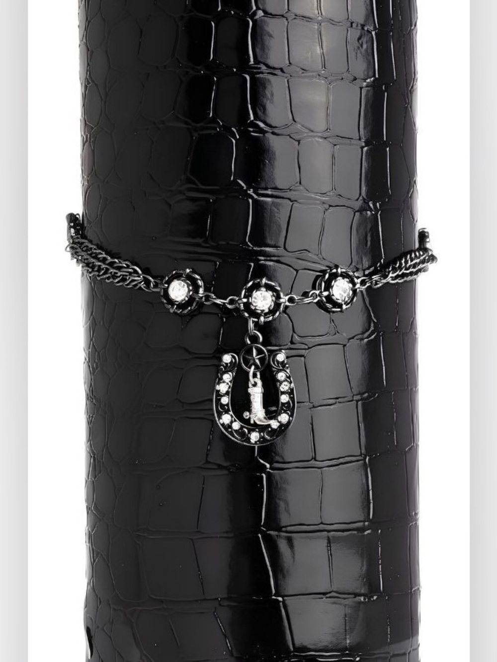Waverly Black Horseshoe Boot Charm